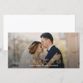 Eenvoudige Outline bruiloft Dank u fotokaarten Bedankkaart (Voorkant / Achterkant)