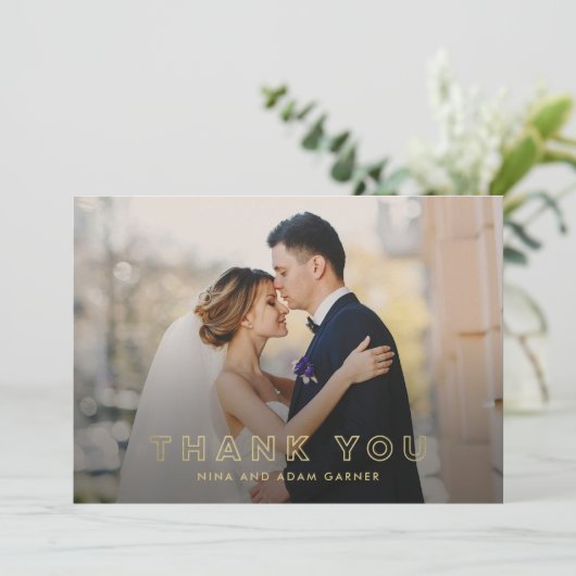 Eenvoudige Outline Wedding Bedankt Card Faux Folie (Staand voorkant)
