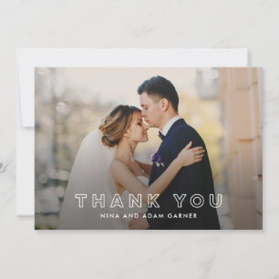 Eenvoudige Outline Wedding Dank u Fotokaart Wit Bedankkaart