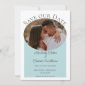 Eenvoudige ovale foto Opslaan datum | BLAUWGROEN Save The Date (Voorkant)