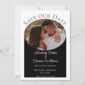 Eenvoudige ovale foto Opslaan datum | Zwart Save The Date (Voorkant)