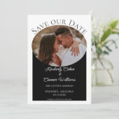 Eenvoudige ovale foto Opslaan datum | Zwart Save The Date (Staand voorkant)
