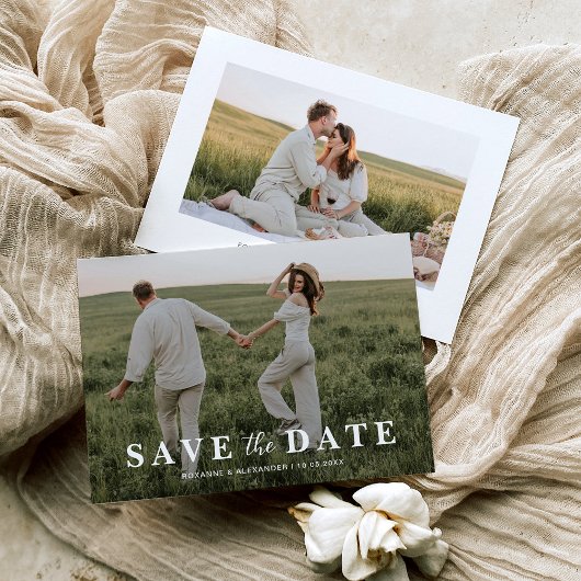 Eenvoudige overlay foto bruiloft save the date