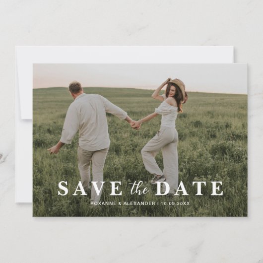 Eenvoudige Overlay Foto Bruiloft Save The Date (Voorkant)