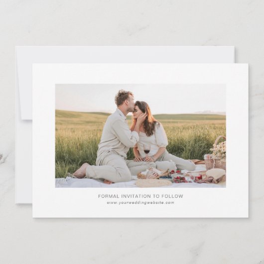 Eenvoudige overlay foto bruiloft save the date (Achterkant)