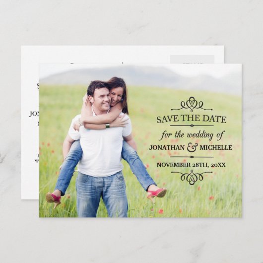 Eenvoudige  Overlay Foto Sla de datum op Aankondigingskaart (Voorkant / Achterkant)