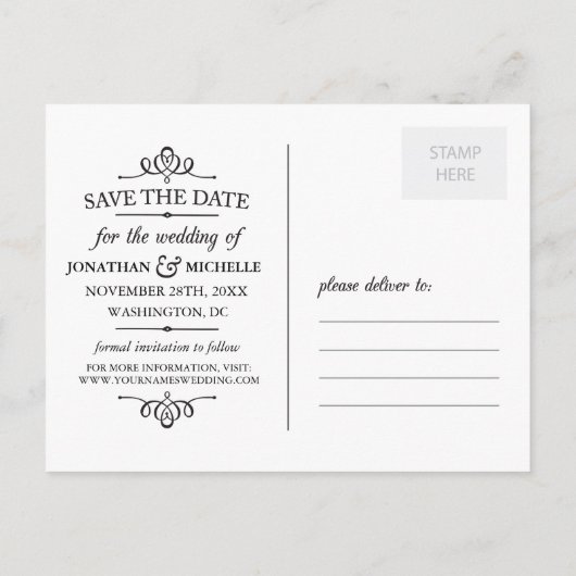 Eenvoudige  Overlay Foto Sla de datum op Aankondigingskaart (Achterkant)