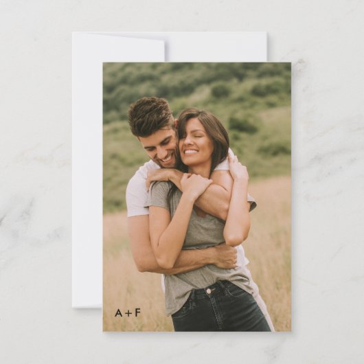 Eenvoudige overlay moderne foto bruiloft uitnodigi kaart (Achterkant)