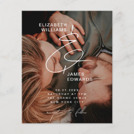 Eenvoudige paar foto lage kosten bruiloft uitnodig flyer