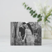 Eenvoudige paar twee B/W-foto's besparen de datum Briefkaart (Staand voorkant)