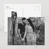 Eenvoudige paar twee B/W-foto's besparen de datum Briefkaart (Voorkant / Achterkant)