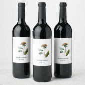 Eenvoudige paardenbloem bloemenbruiloft wijn label wijn etiket (Flessen)