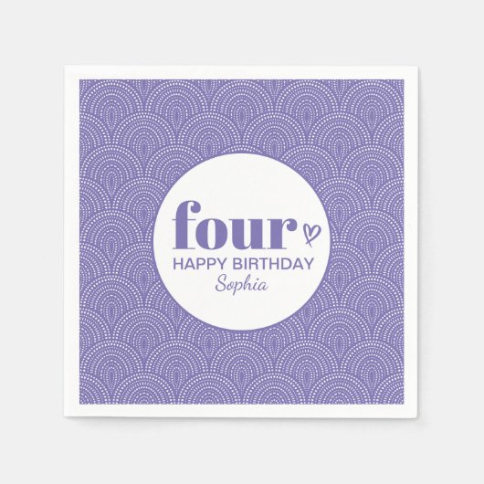 Eenvoudige Paarse 4e Verjaardag met Naam Servet (Voorkant)