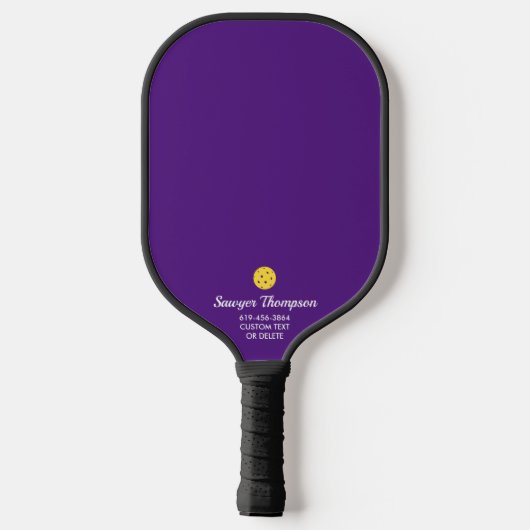 Eenvoudige Paarse aangepaste tekst op maat Pickleball Paddle (Achterkant)