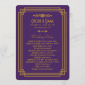 Eenvoudige Paarse Art Deco Trouwprogramma's Programmakaart (Voorkant)