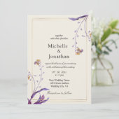 eenvoudige paarse bloemen Christelijk huwelijk Kaart (Staand voorkant)