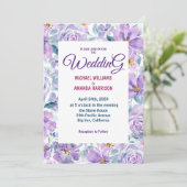 Eenvoudige paarse bloemen Weddenschappen Kaart (Staand voorkant)