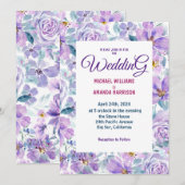 Eenvoudige paarse bloemen Weddenschappen Kaart (Voorkant / Achterkant)