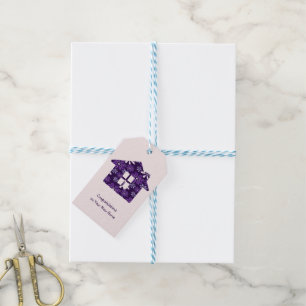 Eenvoudige Paarse Blush Congrats op uw nieuwe huis Cadeaulabel