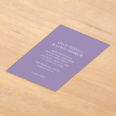 Eenvoudige Paarse bruiloft Acryl Uitnodigingen (Laagn)