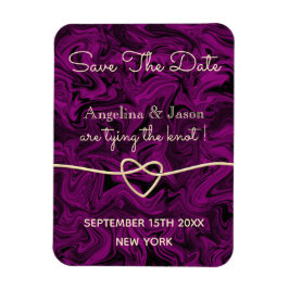 Eenvoudige Paarse bruiloft bespaart de uitnodiging Magneet