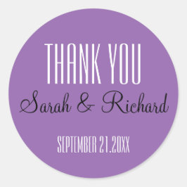 Eenvoudige Paarse bruiloft dank u Ronde Sticker