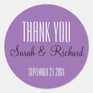 Eenvoudige Paarse bruiloft dank u Ronde Sticker