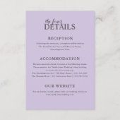 Eenvoudige Paarse bruiloft details Informatiekaartje (Voorkant)