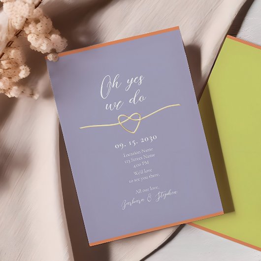 Eenvoudige Paarse bruiloft receptie Kaart