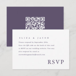 Eenvoudige Paarse Bruiloft RSVP QR Code Kaartje