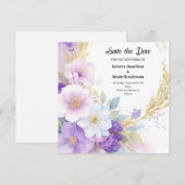 Eenvoudige Paarse bruiloft Save the Date Kaart (Voorkant / Achterkant)