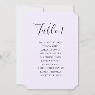 Eenvoudige paarse bruiloft zitkaart. Modern script Kaart