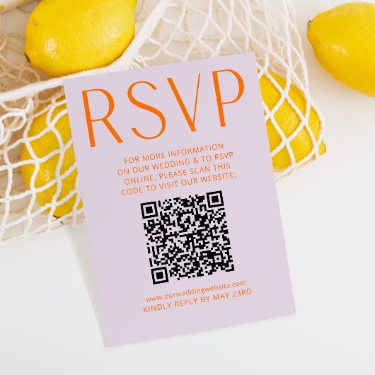 Eenvoudige Paarse en Oranje RSVP Online QR-code