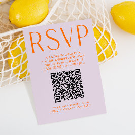 Eenvoudige Paarse en Oranje RSVP Online QR-code Kaartje