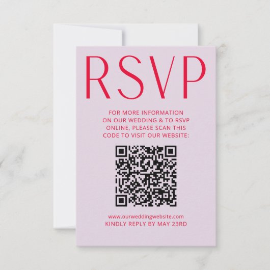 Eenvoudige Paarse en rode RSVP Online QR Code Kaar Kaartje (Voorkant)