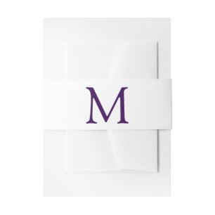 Eenvoudige paarse en witte monogram uitnodigingen wikkel