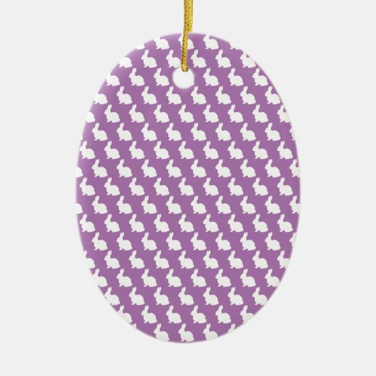 Eenvoudige Paarse en witte paasbunny Keramisch Ornament (Voorkant)