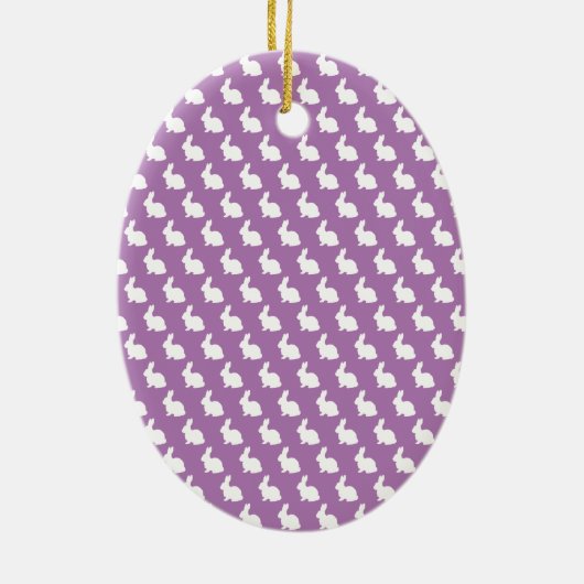 Eenvoudige Paarse en witte paasbunny Keramisch Ornament (Achterkant)