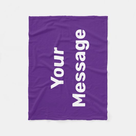 Eenvoudige Paarse en Witte Tekst Uw Bericht Sjablo Fleece Deken (Voorkant)