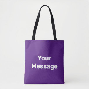 Eenvoudige Paarse en witte uw bericht tekst Sjablo Tote Bag