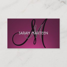 Eenvoudige paarse fade monogram aangepaste kaarten visitekaartje
