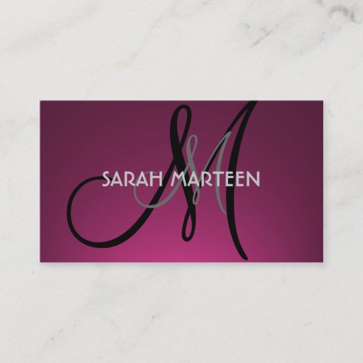 Eenvoudige paarse fade monogram aangepaste kaarten visitekaartje (Voorkant)