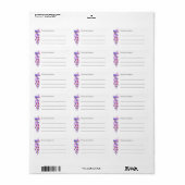 Eenvoudige Paarse Floral Waterverf bruiloft Etiket (Full Sheet)