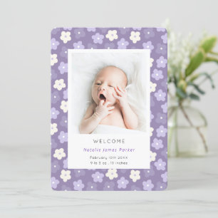 Eenvoudige Paarse Floral Waterverf geboorte Aankondiging