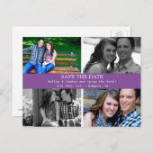 Eenvoudige Paarse foto Bewaar de datum Post Kaarte Aankondigingskaart (Voorkant / Achterkant)