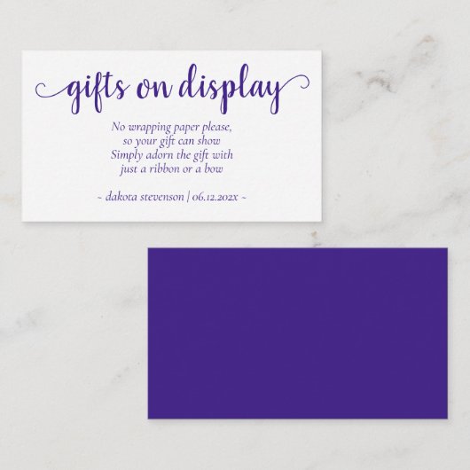 Eenvoudige Paarse geschenken te zien | Drukt elke  Informatiekaartje (Voorkant / Achterkant)