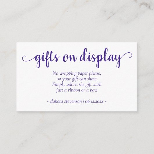 Eenvoudige Paarse geschenken te zien | Drukt elke  Informatiekaartje (Voorkant)