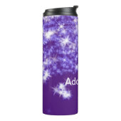 Eenvoudige paarse glittersparren voegen jouw tekst thermosbeker (Gedraaid links)