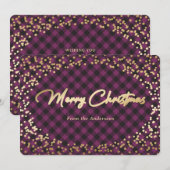 Eenvoudige Paarse gouden kerstkaarten voor kerstmi Feestdagenkaart (Voorkant / Achterkant)