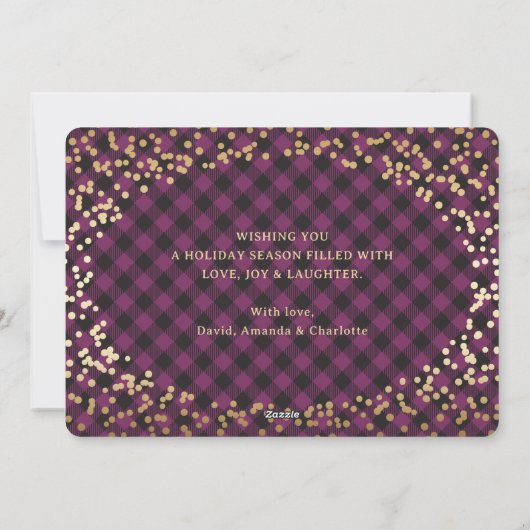 Eenvoudige Paarse gouden kerstkaarten voor kerstmi Feestdagenkaart (Achterkant)